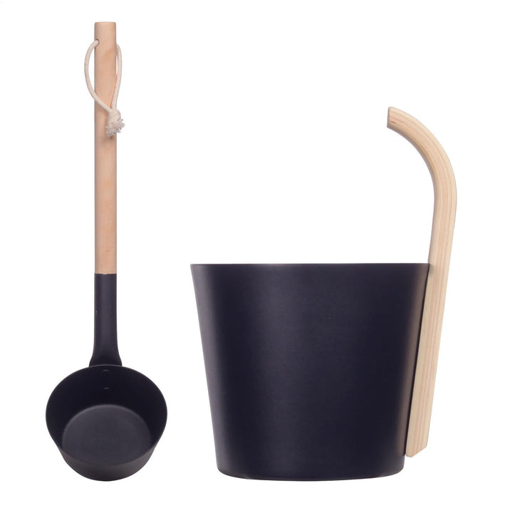 JIEBWCHA Saunaeimer, Sauna-Eimer-Set, Luxuriöser Finnischer Sauna Aluminium Eimer, 7L Sauna Komplett