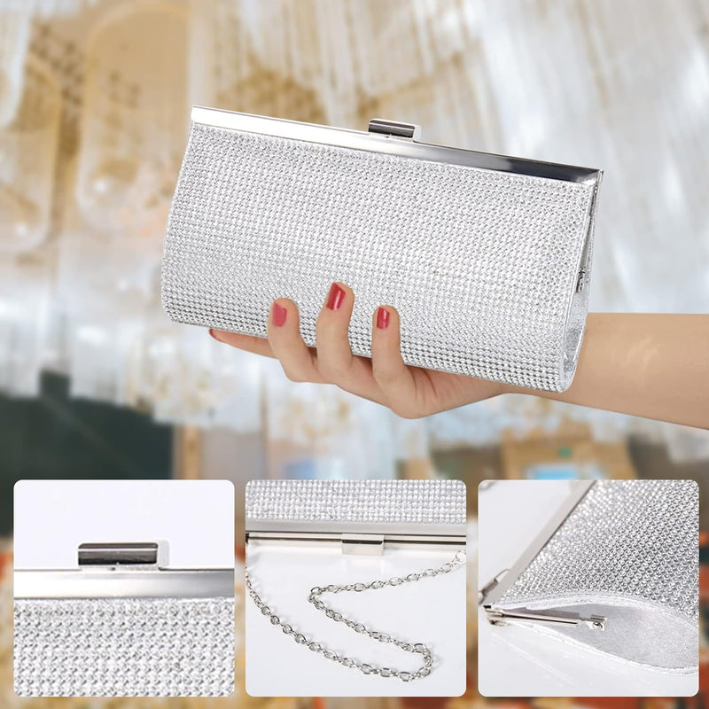 CORIOS Abendtasche Damen Strasssteine Clutch Bag Strass Handtasche Diamant Klein Tasche Kette Elegan