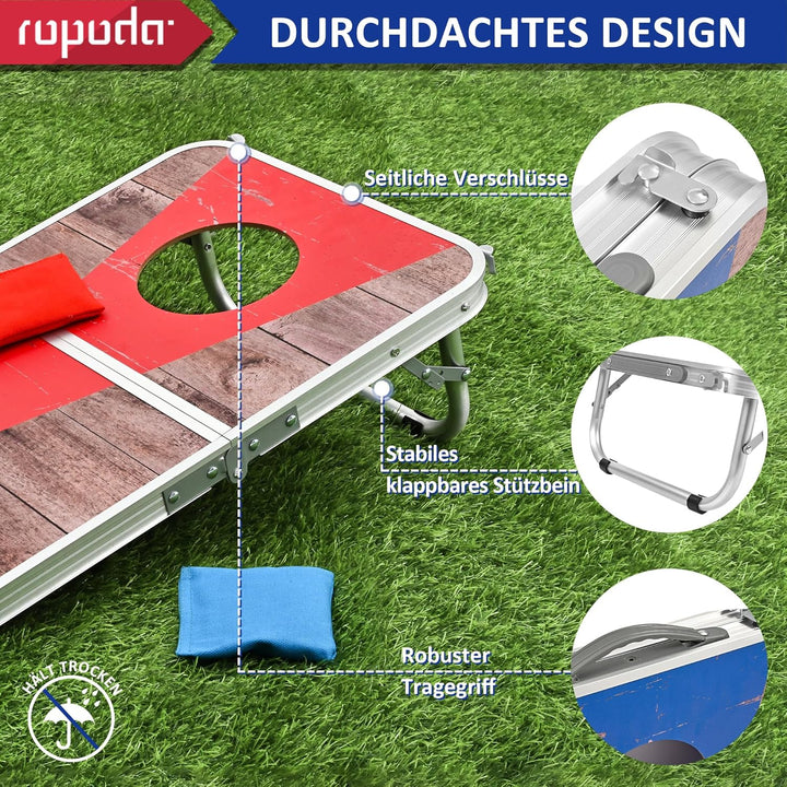 ROPODA Bean Bag Toss Spielset, tragbares Cornhole-Spielset mit 8 Wurfsäcken, leichtes Cornhole-Spiel
