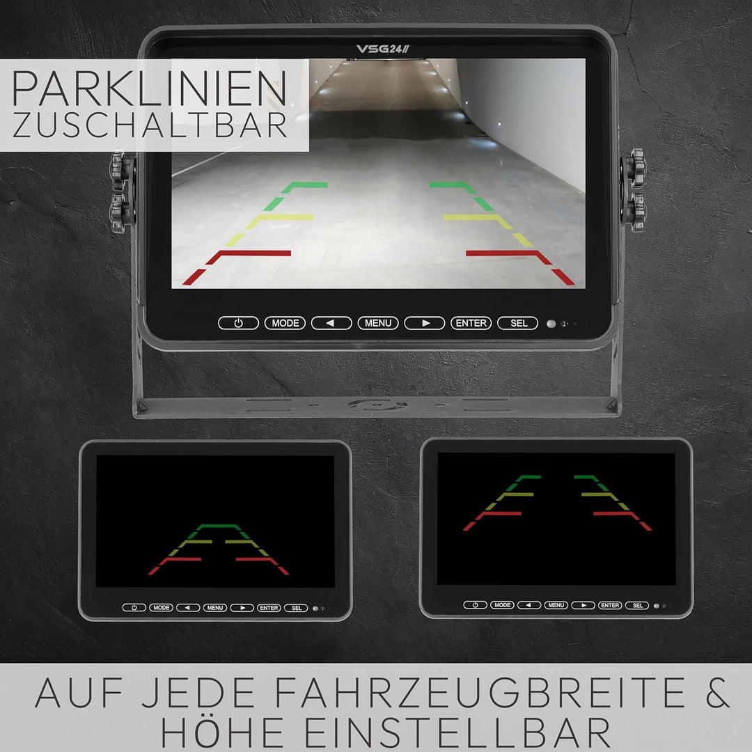 VSG24 Element Wired PRO HD Rückfahrkamera Set kabellos – 10" Vollglas Monitor, IP68 Funkkamera, 25 m
