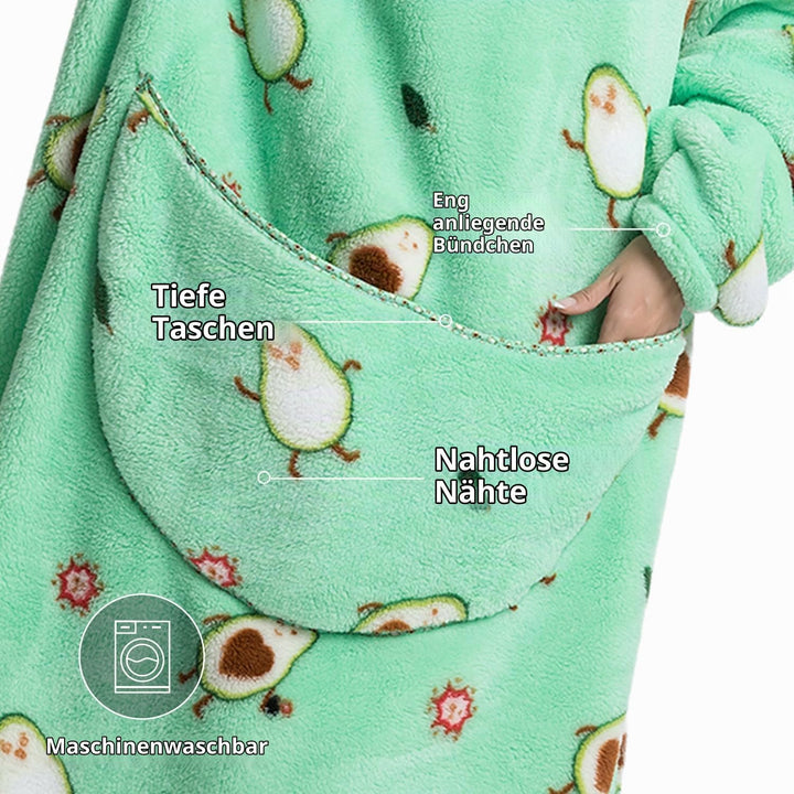 Ultra Weiche Hoodie Decke mit Ärmeln Warme Flanell Decke zum Anziehen für Zuhause Sofa und Bett, Kus