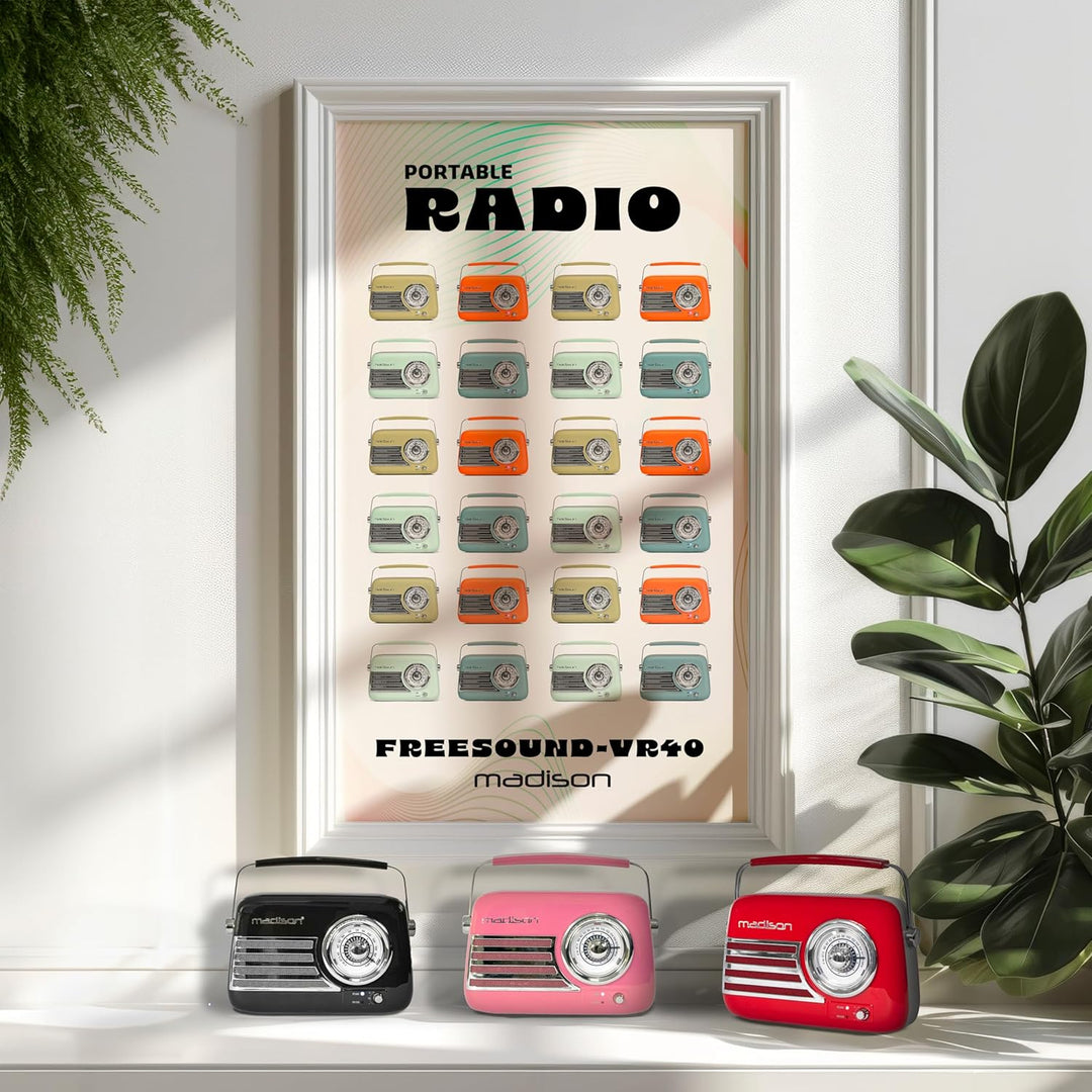 FREESOUND-VR40R - MADISON - 30W Vintage-Radio mit langer Batterielaufzeit, Bluetooth, USB und UKW -