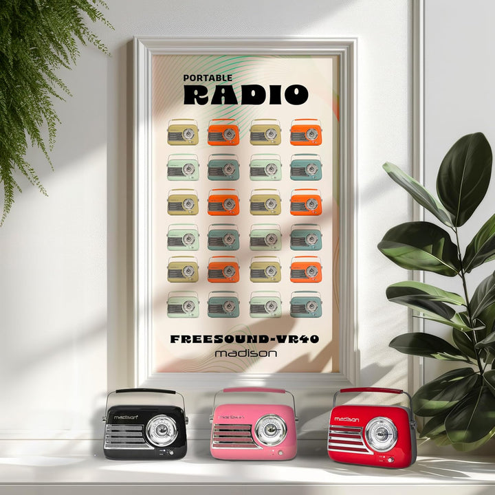 FREESOUND-VR40R - MADISON - 30W Vintage-Radio mit langer Batterielaufzeit, Bluetooth, USB und UKW -