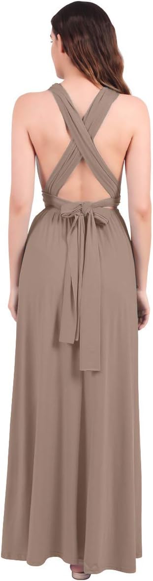 FYMNSI Damen Multiway Lange Abendkleid Hochzeit Brautjungfernkleid Bodenlang Partykleid Cocktailklei