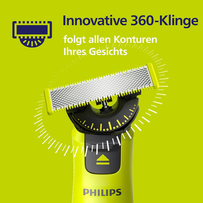 Philips OneBlade 360 Authentische Ersatzklingen für alle OneBlade und OneBlade Pro Modelle, aus lang