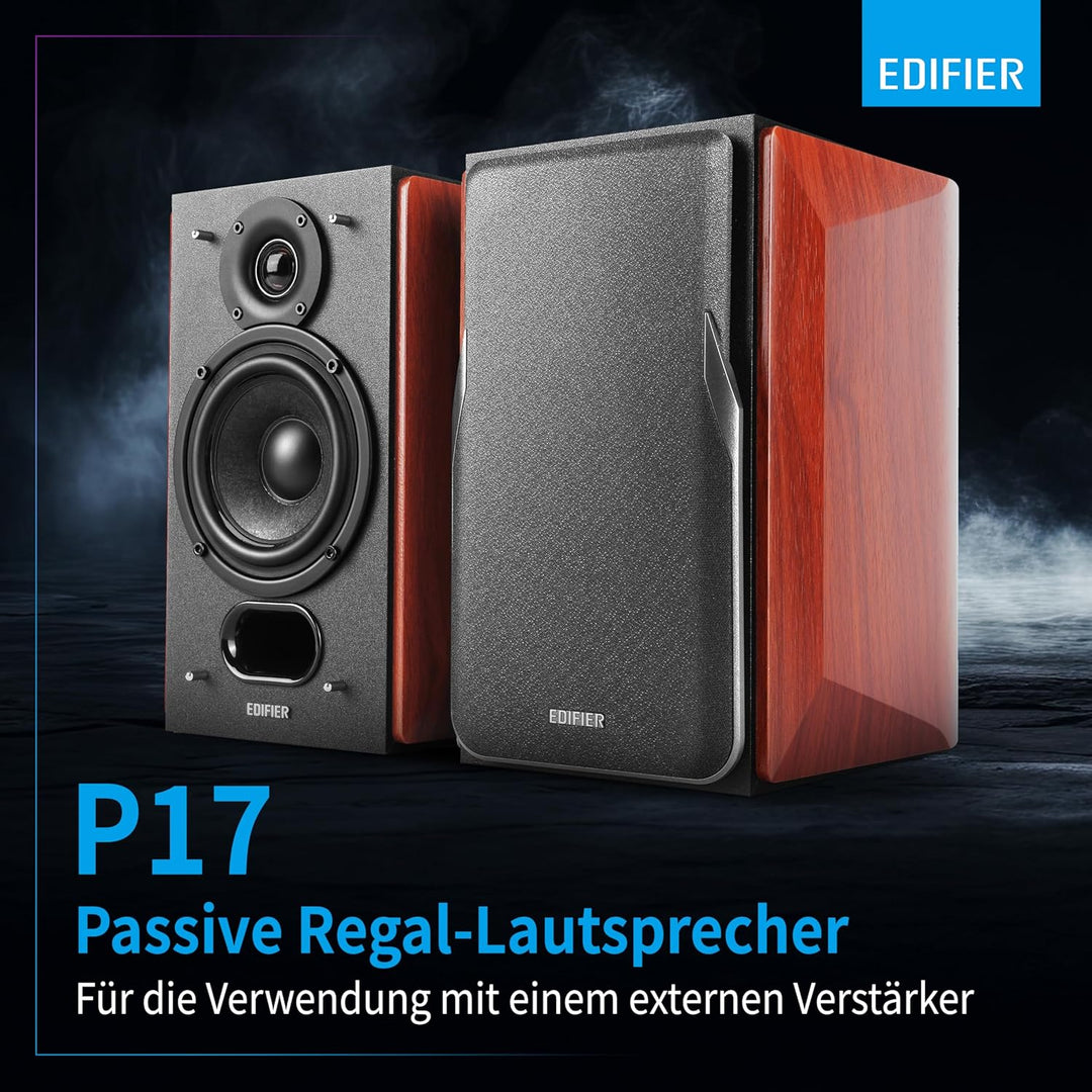 Edifier P17 Passive Regallautsprecher Paar 2-Wege-Lautsprecher mit eingebauter Wandhalterung, Perfek