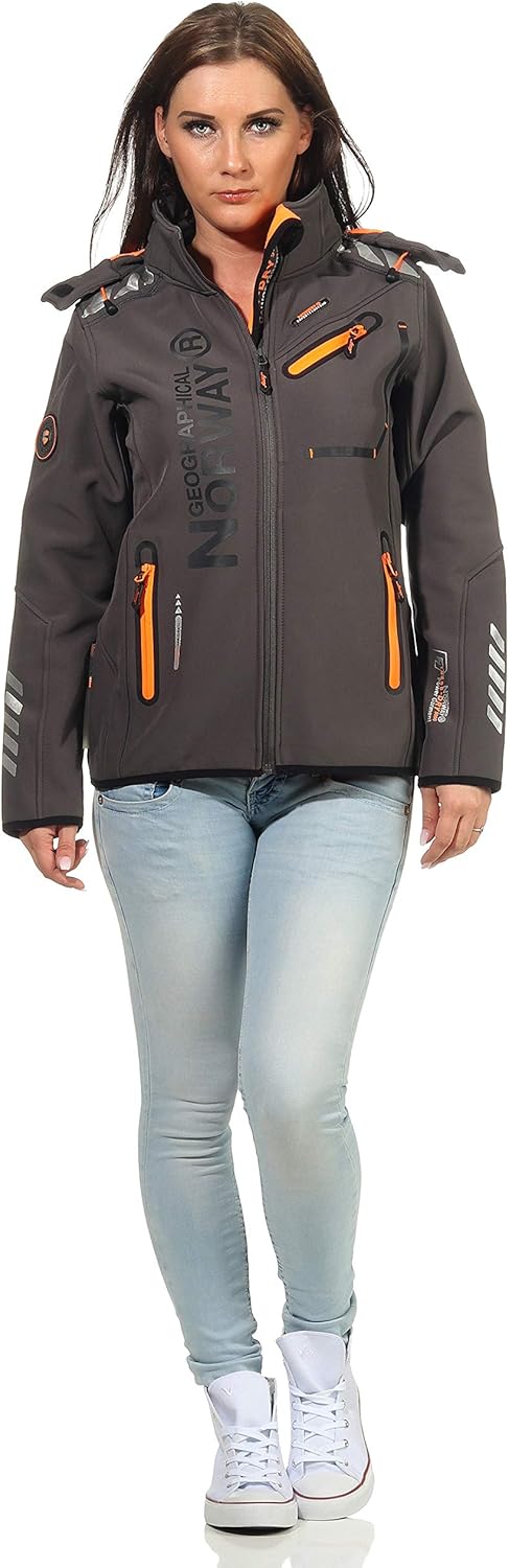 Geographical Norway Damen Jacke Softshell S Grau / Orange, S Grau / Orange