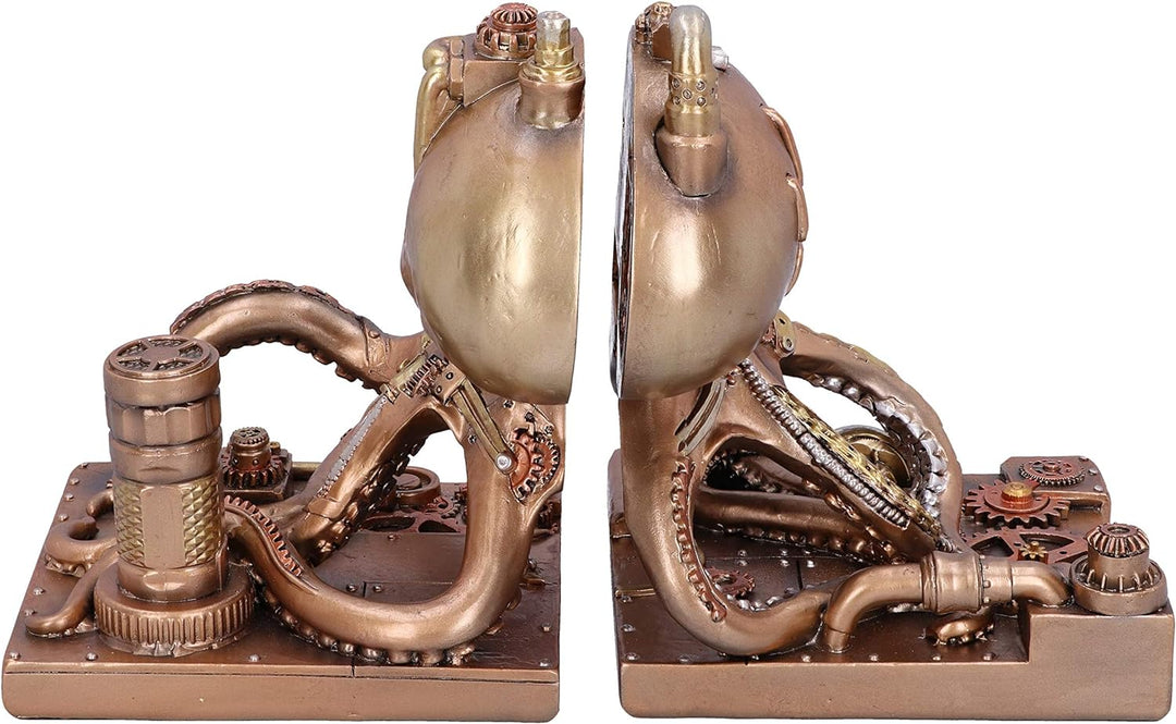 Nemesis Now Buchstützen, mechanisch, Oktopus, Steampunk, 26,5 cm, bronzefarben