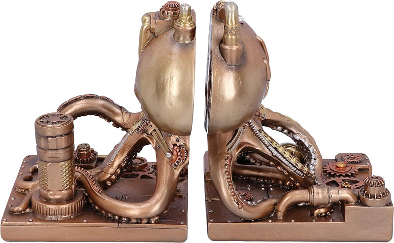 Nemesis Now Buchstützen, mechanisch, Oktopus, Steampunk, 26,5 cm, bronzefarben