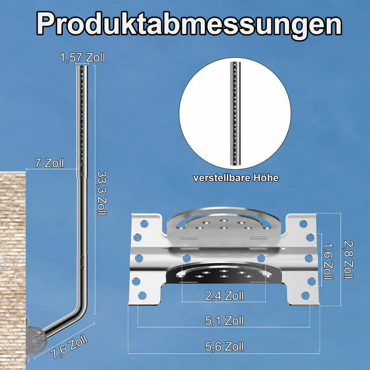 Universeller Antennenmast für Fernseh-, Satelliten-, Radio- und WLAN-Antennen - Verstellbarer Stände