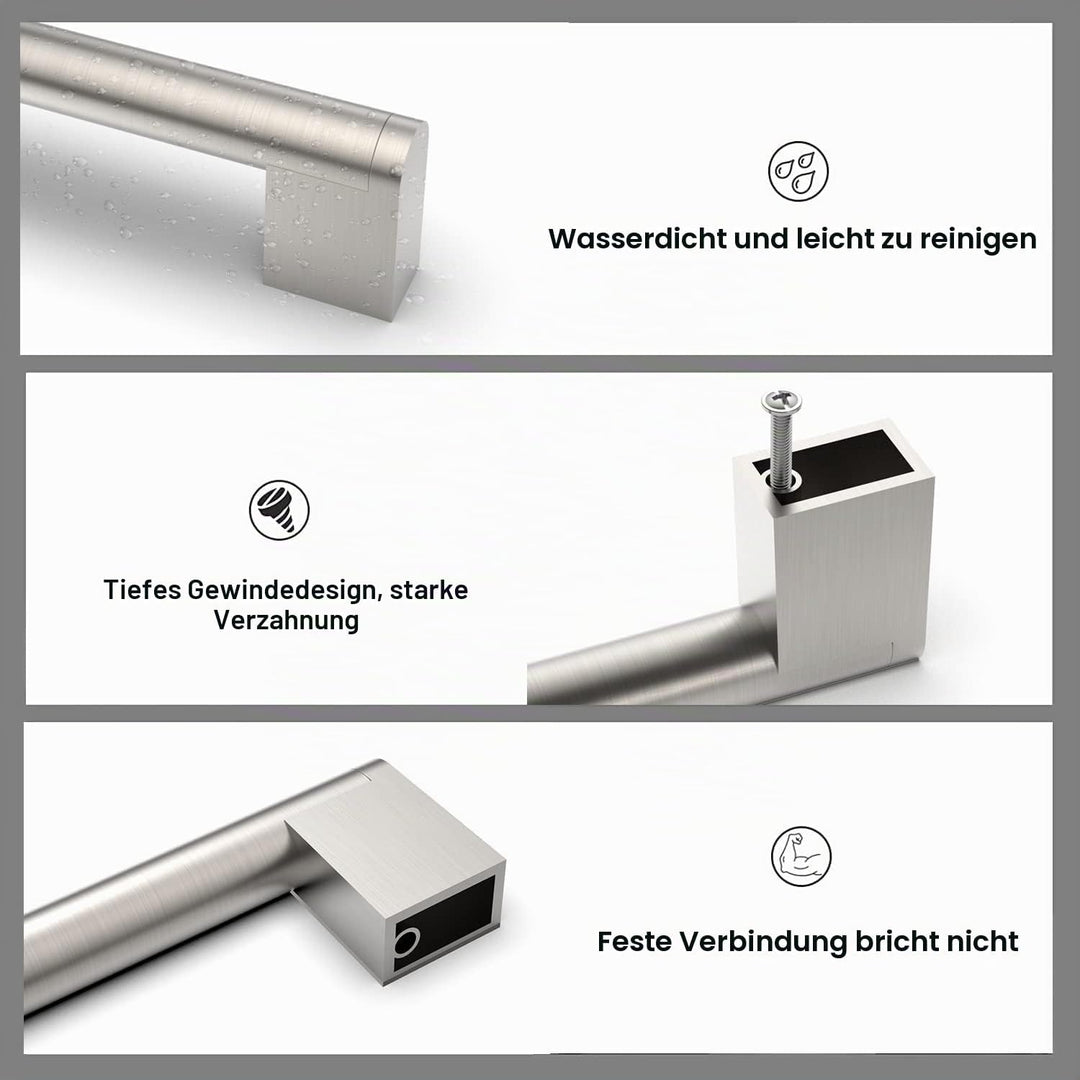 Amerdeco 10 Stück Möbelgriffe Edelstahl Gebürsteter Nickel 256mm Lochabstand Schrankgriffe für Küche