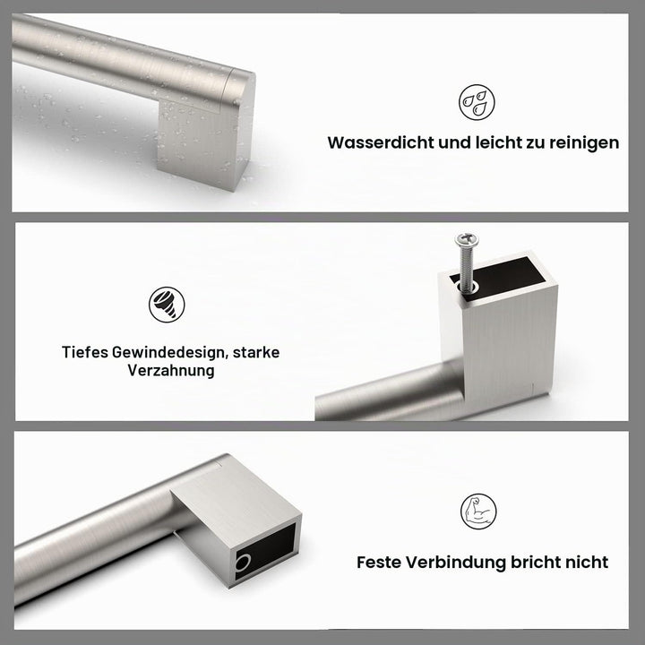 Amerdeco 10 Stück Möbelgriffe Edelstahl Gebürsteter Nickel 256mm Lochabstand Schrankgriffe für Küche
