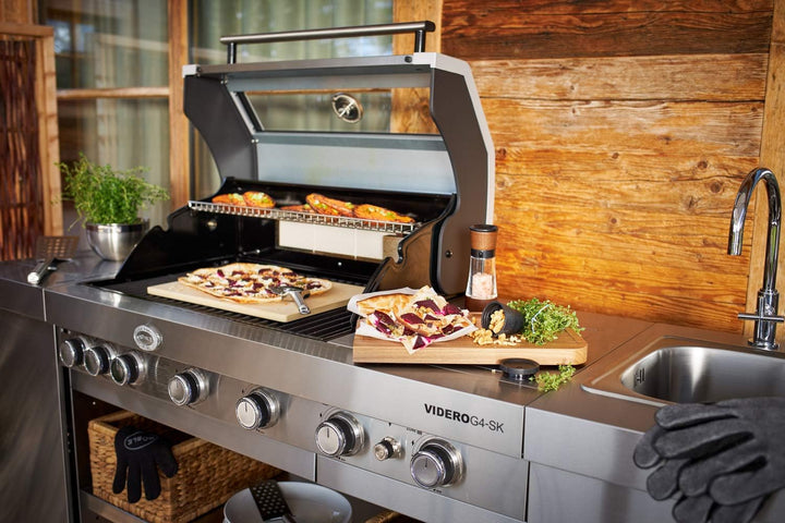 RÖSLE Pizzastein rechteckig, Hochwertiger Pizzastein aus Cordierit zur Zubereitung von Pizza, Flammk