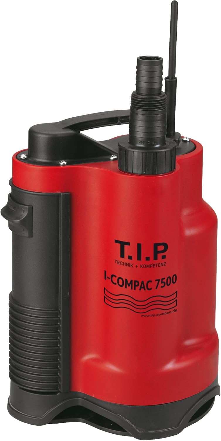 T.I.P. I-Compac 7500 Drainage-Tauchpumpe, Kunststoff, Rot 18 x 13 x 30 cm