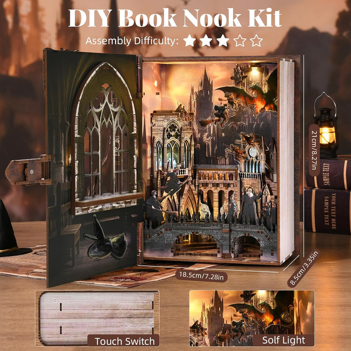 DIY Book Nook Kit Miniatur Puppenhäuser Haus Kit, Bookshelf Decor, Bücherecke, Booknook Häuser Model