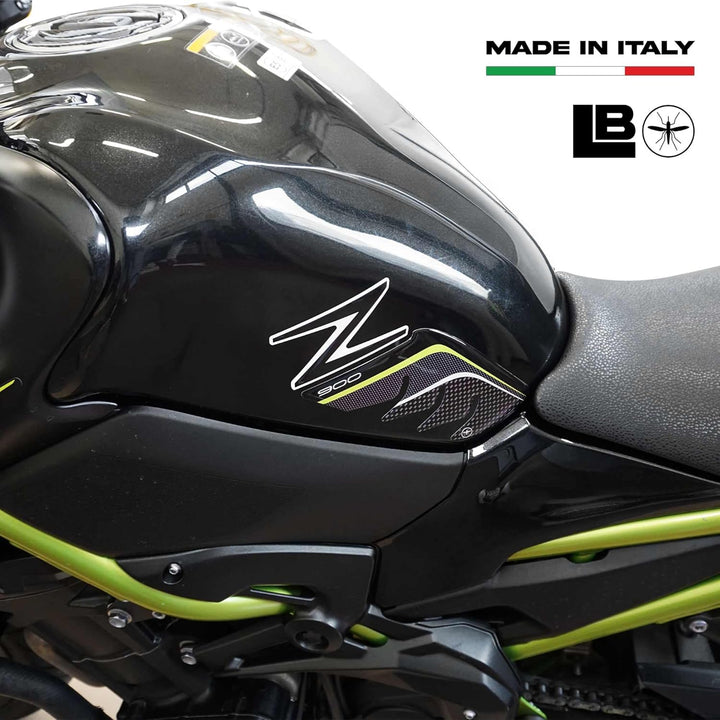 labelbike - 3D Gel Harz Aufkleber KIT Beschützer kompatibel mit Kawasaki Z900 Carbon Color mit graue