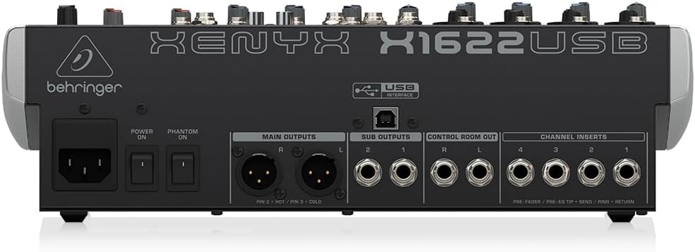 Behringer XENYX X1622USB Premium 16-Input 2/2-Bus Mixer mit XENYX Mic Preamps und Compressors, Briti