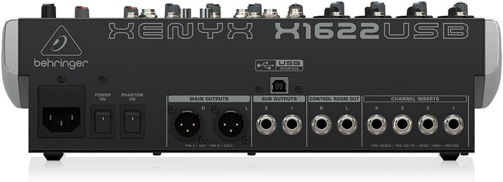 Behringer XENYX X1622USB Premium 16-Input 2/2-Bus Mixer mit XENYX Mic Preamps und Compressors, Briti