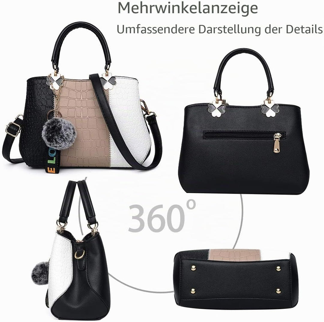 NICOLE & DORIS 2024 Neue Frauen Tasche Damen Leder Handtasche Mode Umhängetasche Mit Pompon abnehmba