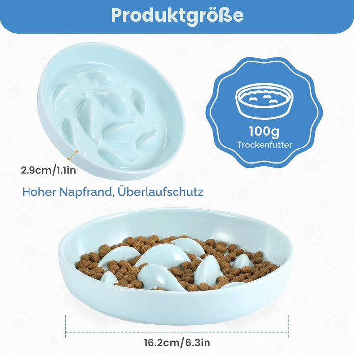 IDOGCHEW Anti Schling Napf Keramik, Antischlingnapf Katze mit Hohen Rändern gegen Herausfallen und E