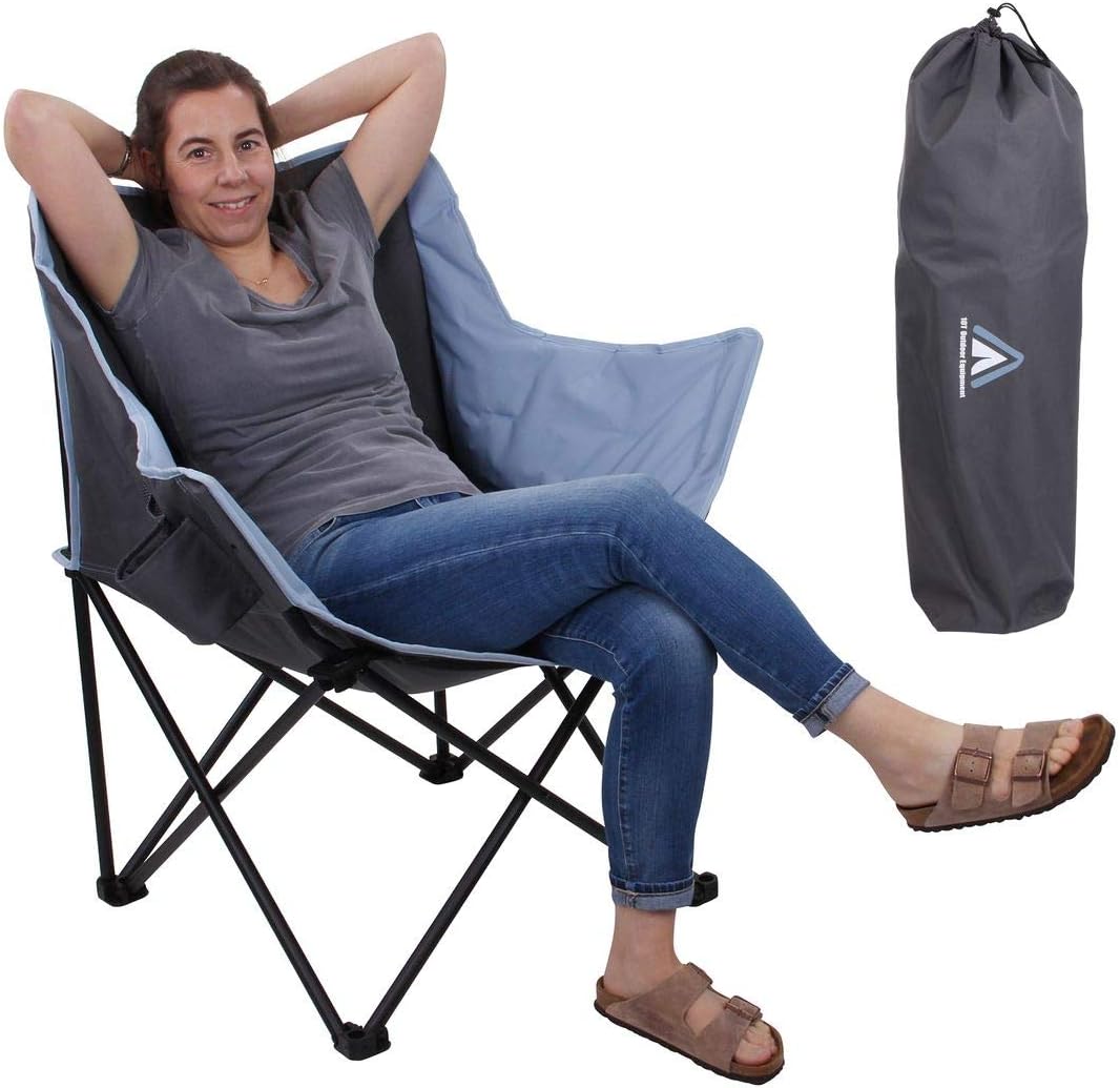 10T Campingstuhl Jace Arona XXL Klappstuhl bis 130 kg Stuhl mit Getränkehalter + Seitentasche