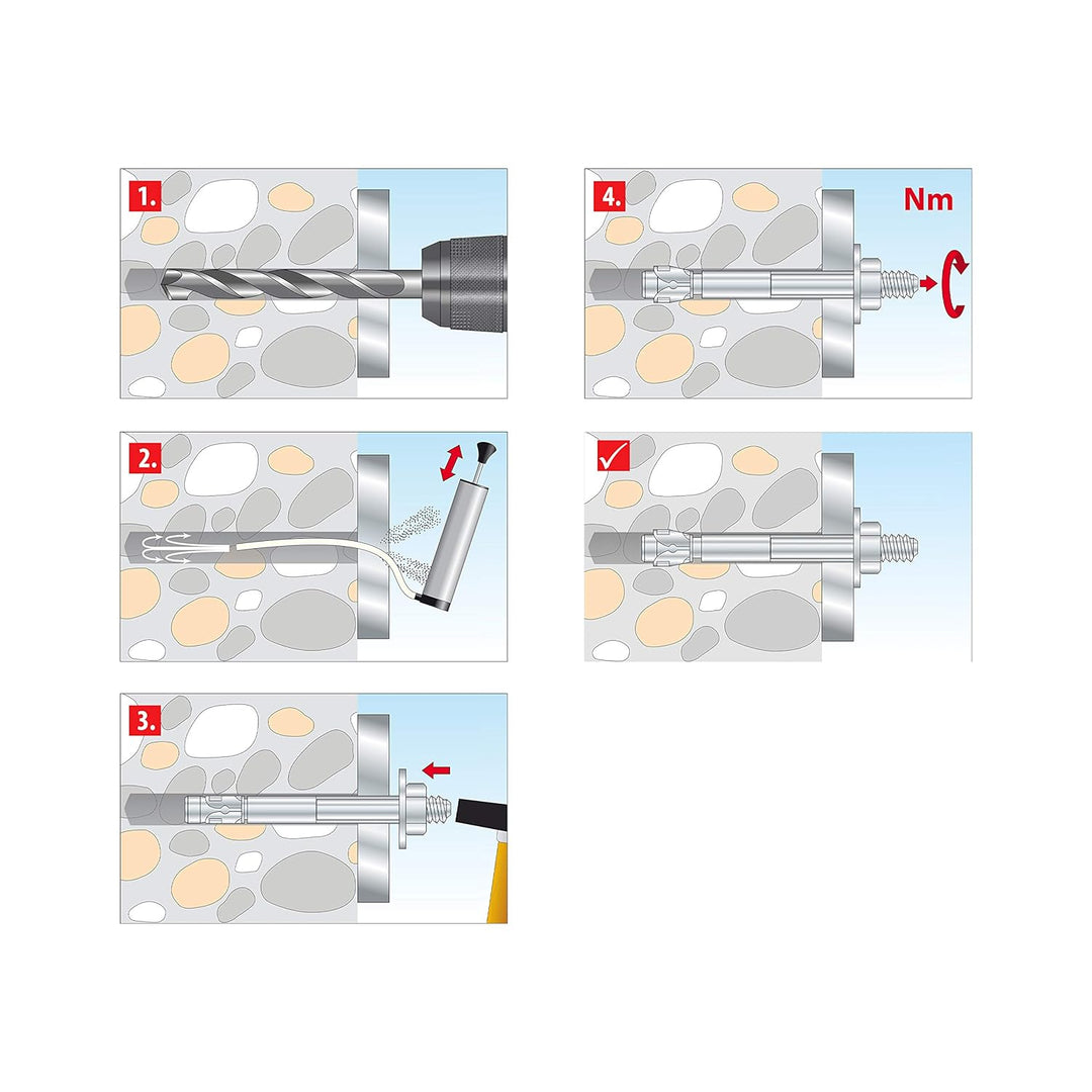 TOX Bolzenanker S-Fix Plus M6 x 70/12 mm 100 Stück 04210102 Verzinkt M6 x 70/12 mm Für ungerissenen