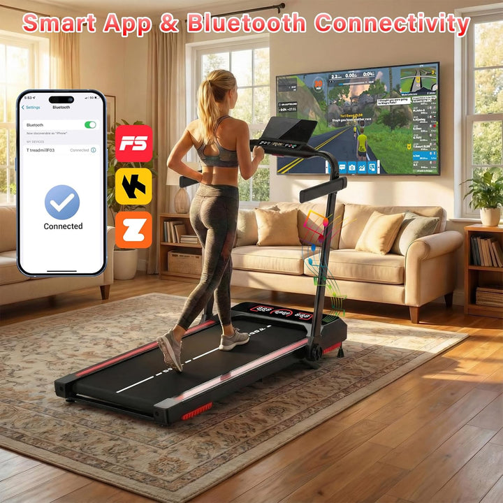 TODO Laufband für Zuhause mit 10% Neigung, 1-12km/h Walking Pad klappbar, 3.5HP Schreibtisch Treadmi