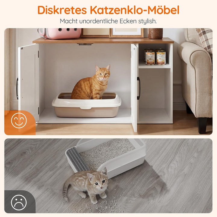 HOOBRO Katzenklo Schrank, Katzentoilette, Versteckte Katzentoilette Kabinett Möbel, Katzenhaus im Vi