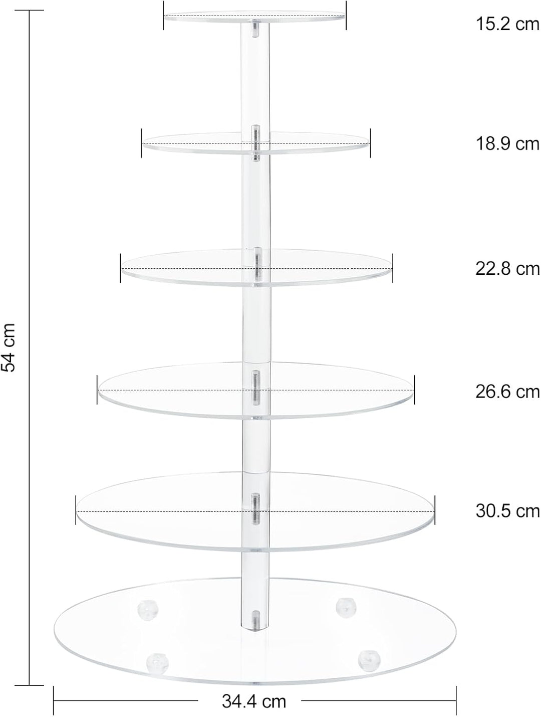 Fhmidic 6 Etagen Cupcake Ständer, transparenter Tortenständer Acryl Etagere 6-stöckig Cupcake Halter