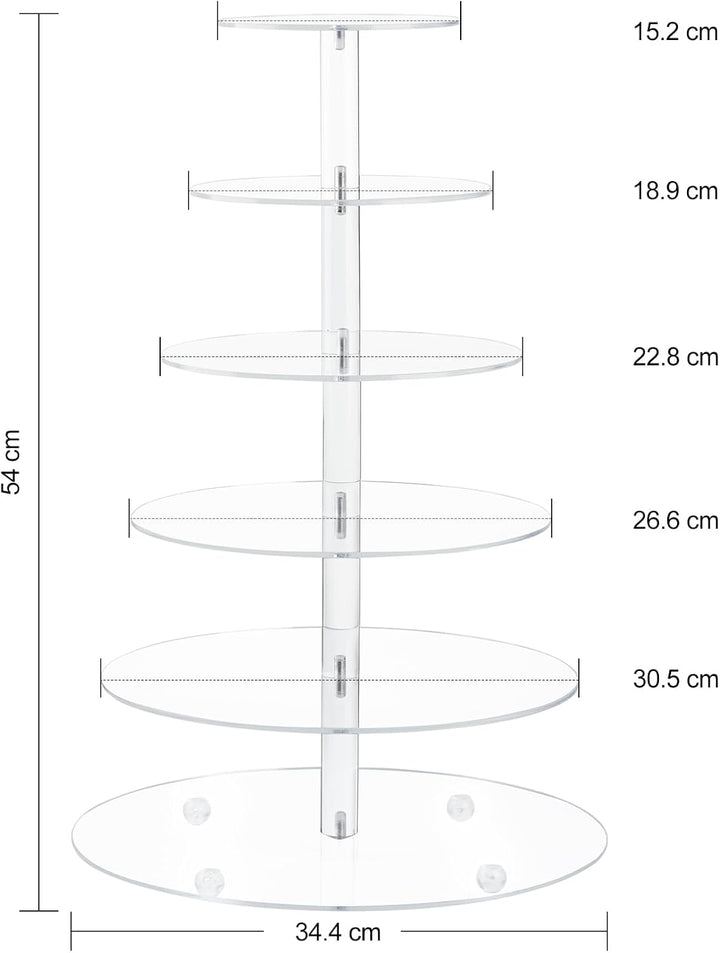 Fhmidic 6 Etagen Cupcake Ständer, transparenter Tortenständer Acryl Etagere 6-stöckig Cupcake Halter