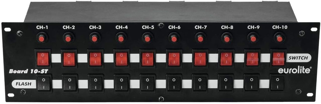 Eurolite Board 10-ST 10x Schutzkontakt | Panel, 10 Schalter (10 x Flash), getrenntes Schalten (10 Sc