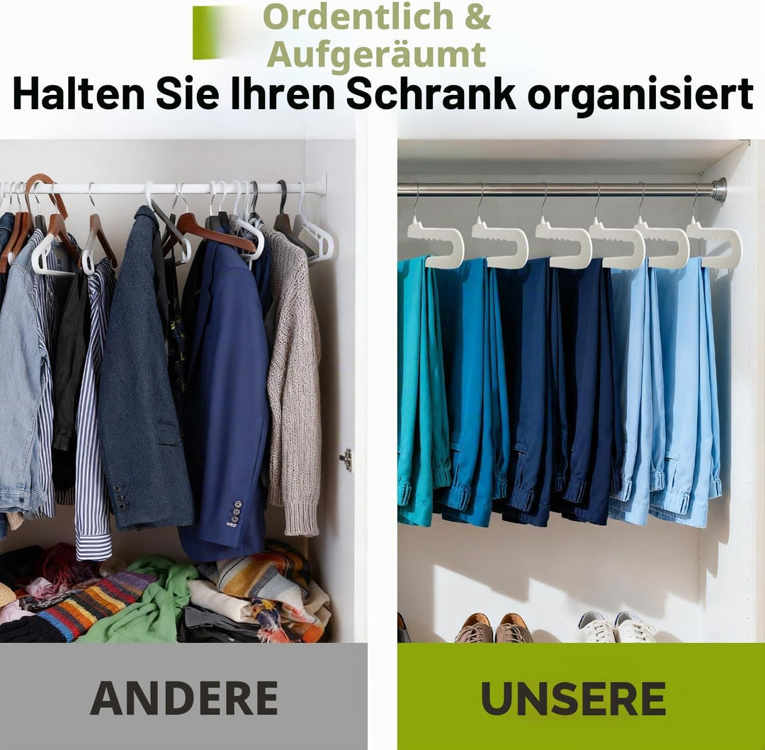 ManGotree rutschfeste Samt-Hosenbügel, Filz-Jeansbügel mit Offenen Enden für Kleiderschrank-Organize