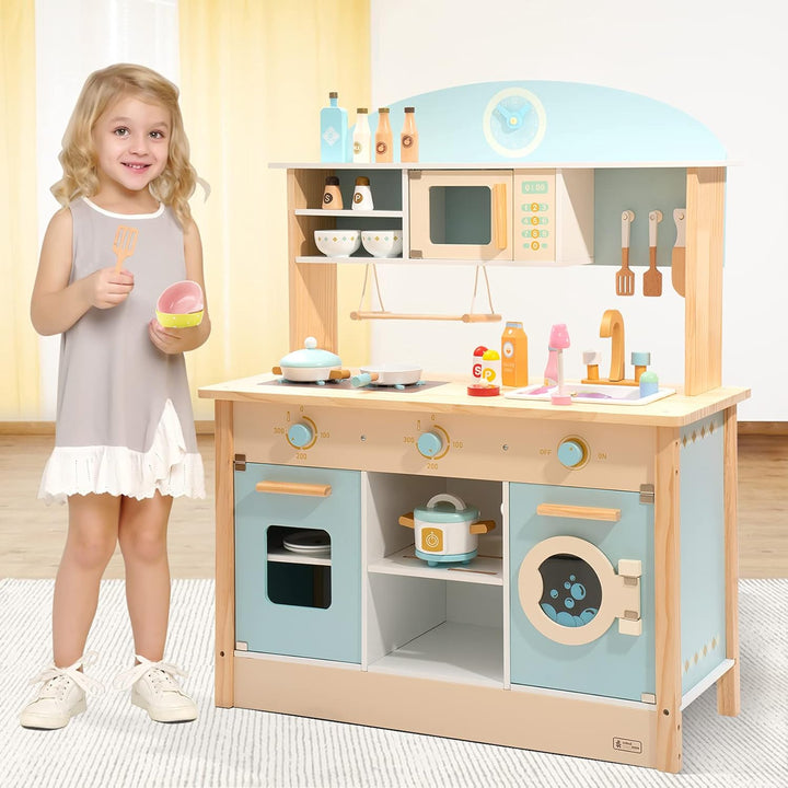 ROBOTIME Küchenspielset aus Holz für Kinder, Spielküche für Kleinkinder, grosse Kinder, Mädchen, Jun