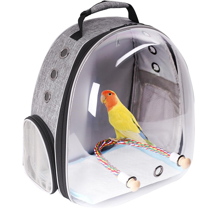 Interfashioner® Bird Carrier Rucksack, Bubble Bird Travel Carrier Backpack with Absorbent Pad and St