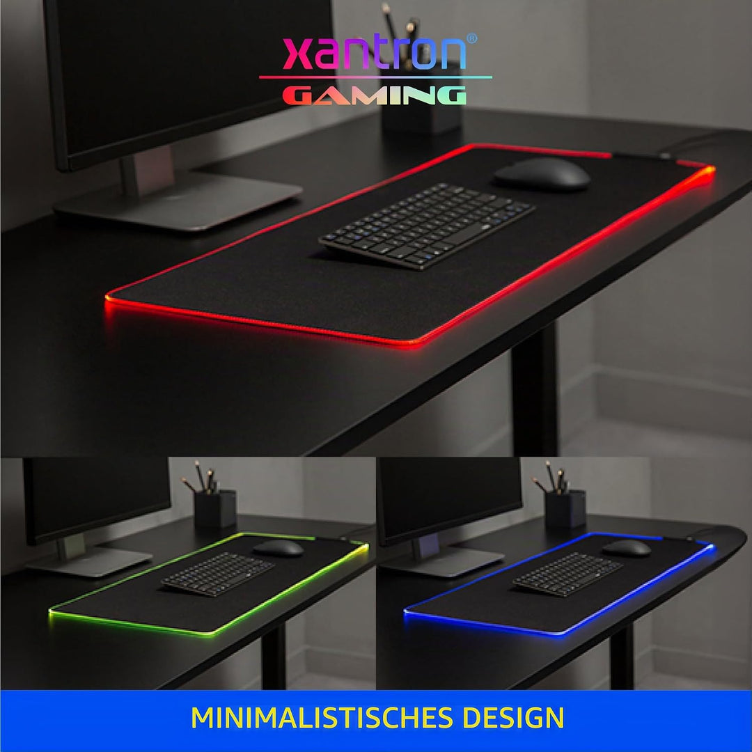 Xantron® Grosses Gaming Mauspad RGB 800x300 XXL mit perfektem Glide [rutschfest, Wasserabweisend] Mo