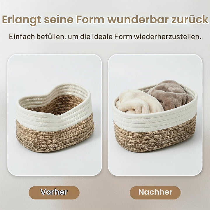 4 Stück Aufbewahrungskorb Geflochten Baumwollseil,Stapelbare Speicher Storage Basket,Stapelbare Korb