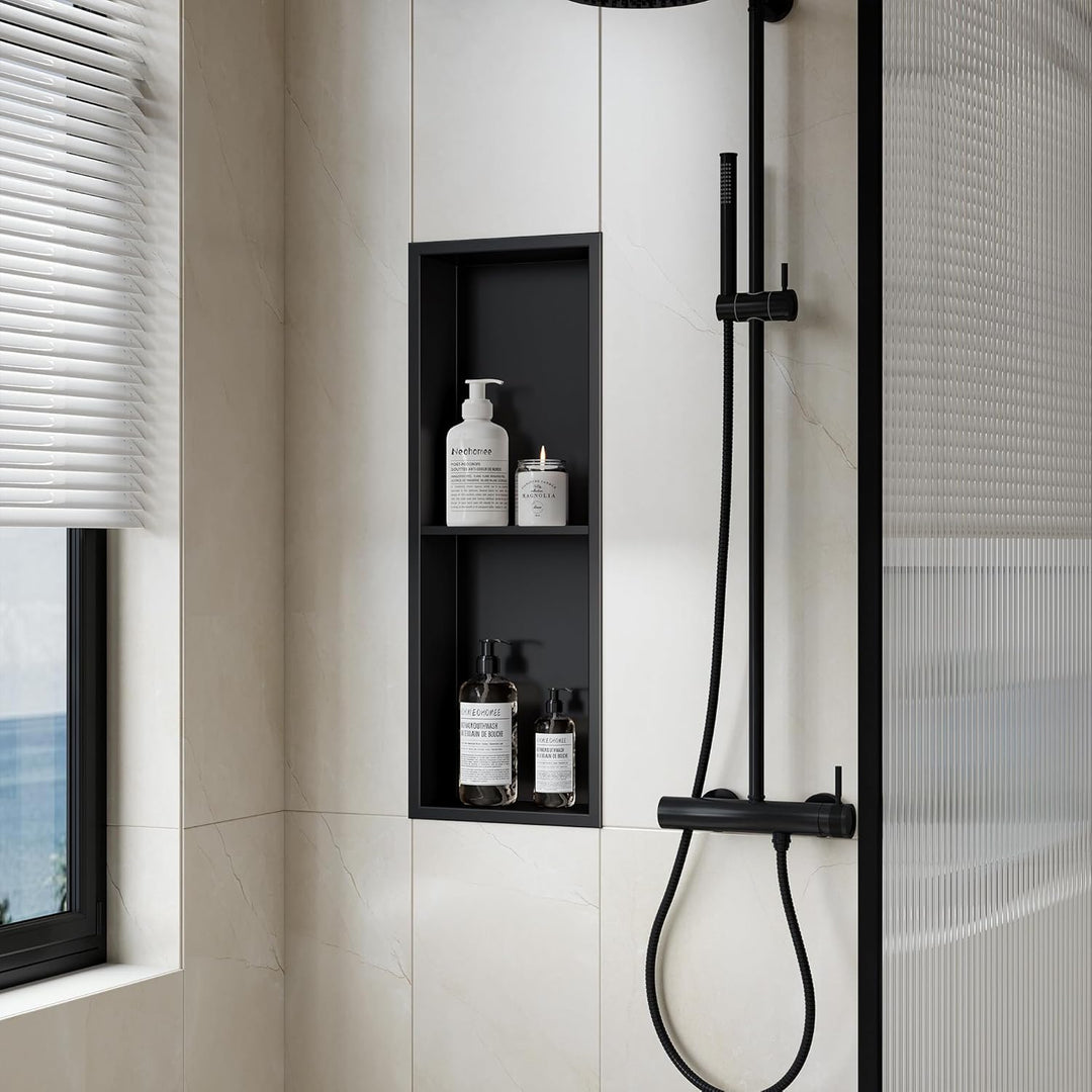 Neodrain Wandnische Dusche Edelstahl Duschnische mit Regal Doppelnische Lagerung für Badezimmer 60 x