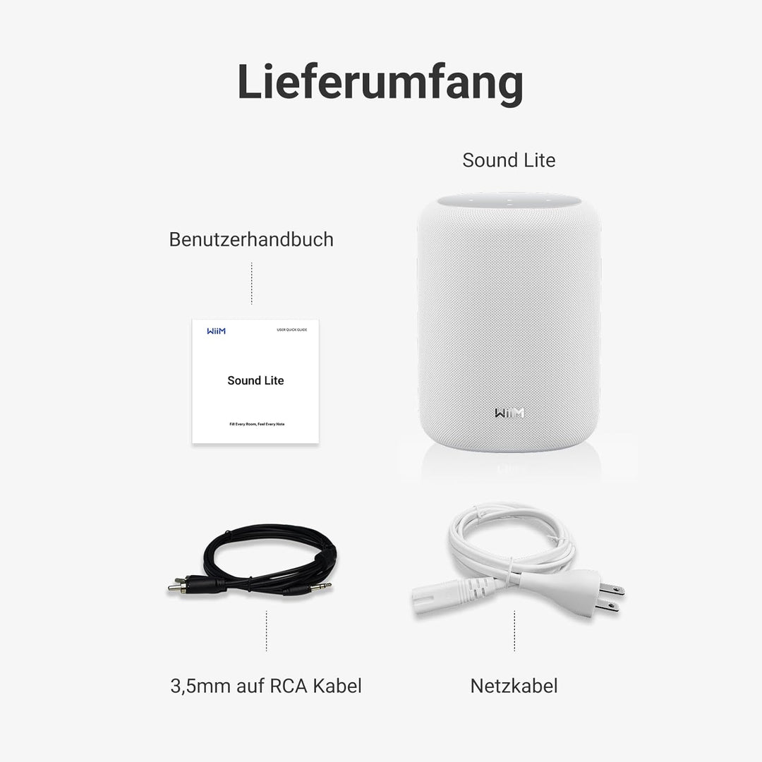 WiiM Sound Lite Smart Speaker, Hi-Res 24-bit/192 kHz, AI RoomFit™ Raumkorrektur, 100W Peak, WLAN 6E/
