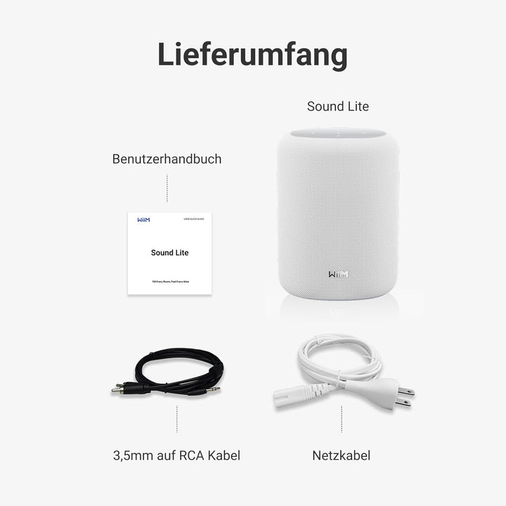WiiM Sound Lite Smart Speaker, Hi-Res 24-bit/192 kHz, AI RoomFit™ Raumkorrektur, 100W Peak, WLAN 6E/