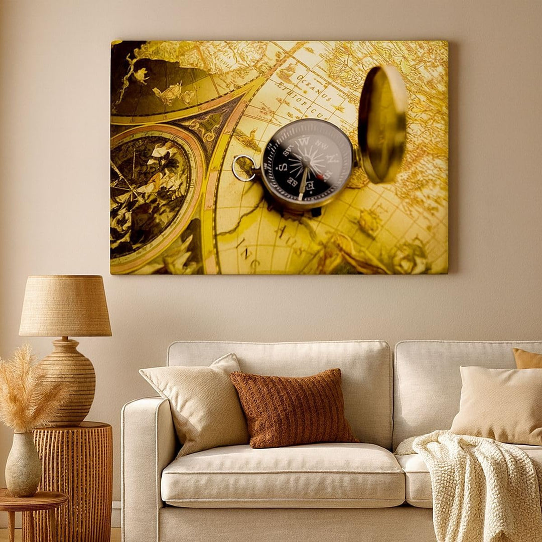 Bilder auf Leinwand Abstrakt kommunikation kompass erde Leinwandbild 70x50cm Wandbilder Dekoration W