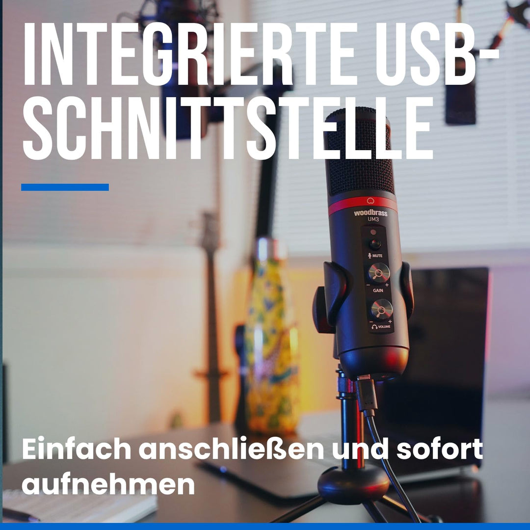 WOODBRASS UM3 - Micro Streaming, Podcast, Videokonferenzen, Gaming. USB -C Plug & Play Standalone-Mi