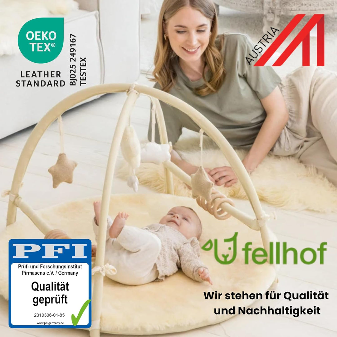 Fellhof Einschlagdecke Babyschale Winter Winterberg & Tuch Blaubaer | Babyfusssack für Baby bis 6 Mo