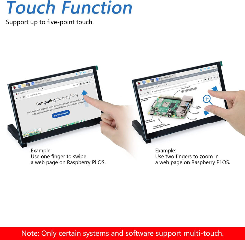 Freenove 7 Inch Touchscreen Monitor for Raspberry Pi, 800x480 Pixel TN Display, 5-Point Touch Capaci