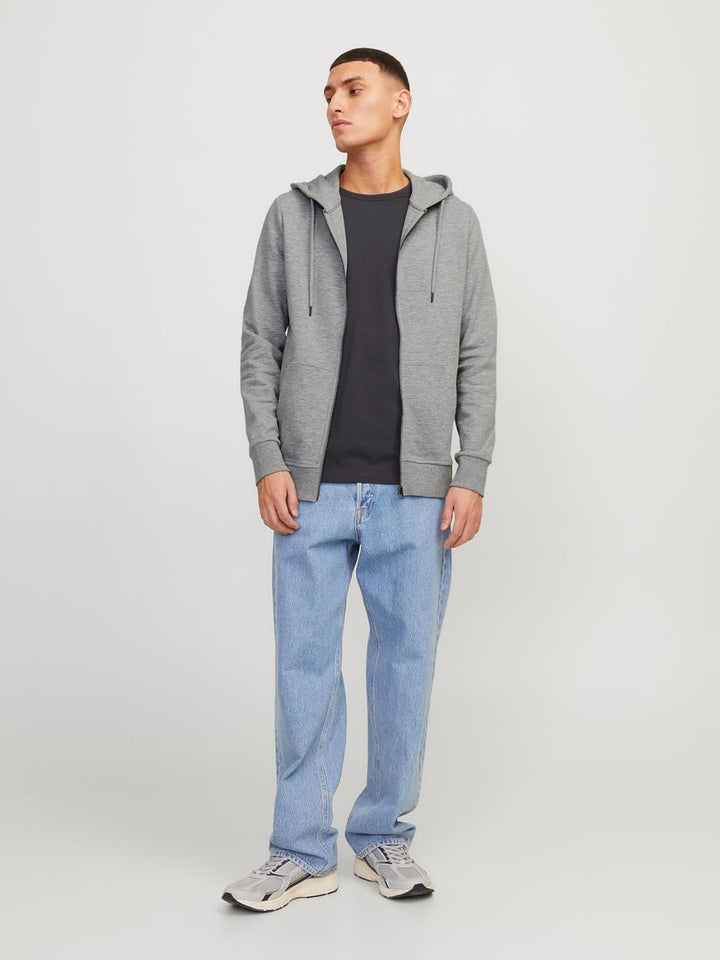 JACK & JONES Male Kapuzenjacke Einfarbig Kapuzenjacke M Light Grey Melange, M Light Grey Melange