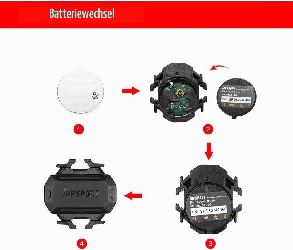 iGPSPORT Fahrrad Geschwindigkeitssensor,Trittfrequenzsensor, Dual Modul Bluetooth und ANT +