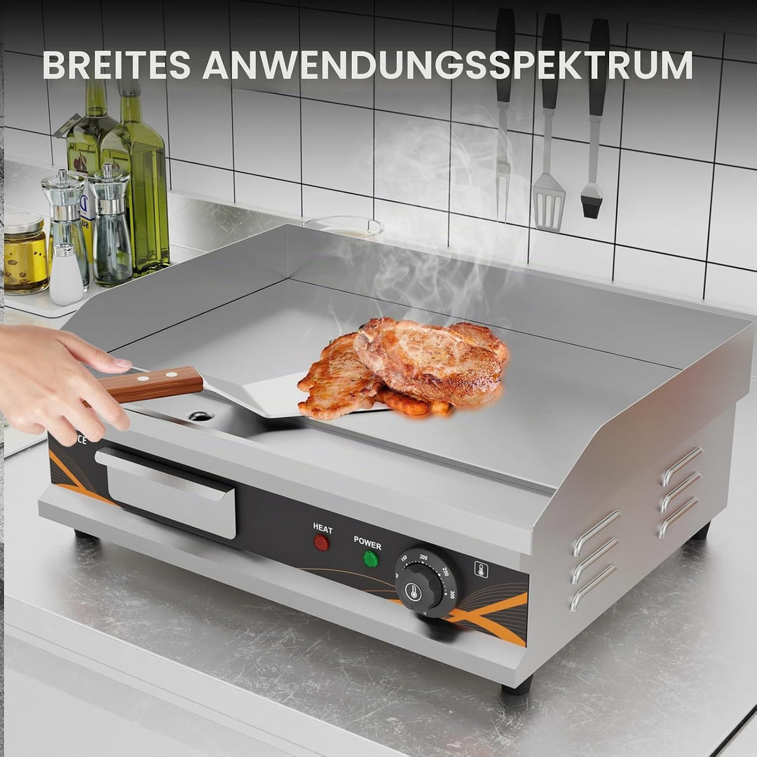 DULNICE Grillplatte Elektrisch Tischgrill Edelstahl, Elektrische Grillplatte 3000W, 50-300°C Kommerz