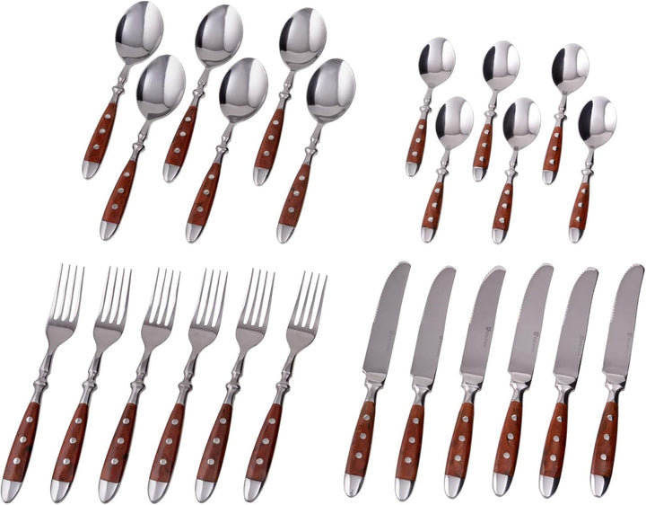 GRÄWE Besteckset für 6 Personen aus Edelstahl, Schwer, Rustikal, Tafelbesteck Set 24-teilig, Geschmi