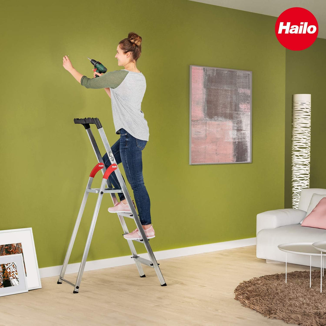 Hailo L60 StandardLine Alu-Sicherheits-Stehleiter - Leiter 7 Stufen belastbar bis 150 kg - stabile H