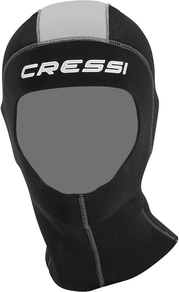 Cressi Draget Plus Hood Man 5mm - Neopren 5mm Kopfhaube mit Ausgezeichnette Passform, Schwarz/Silber