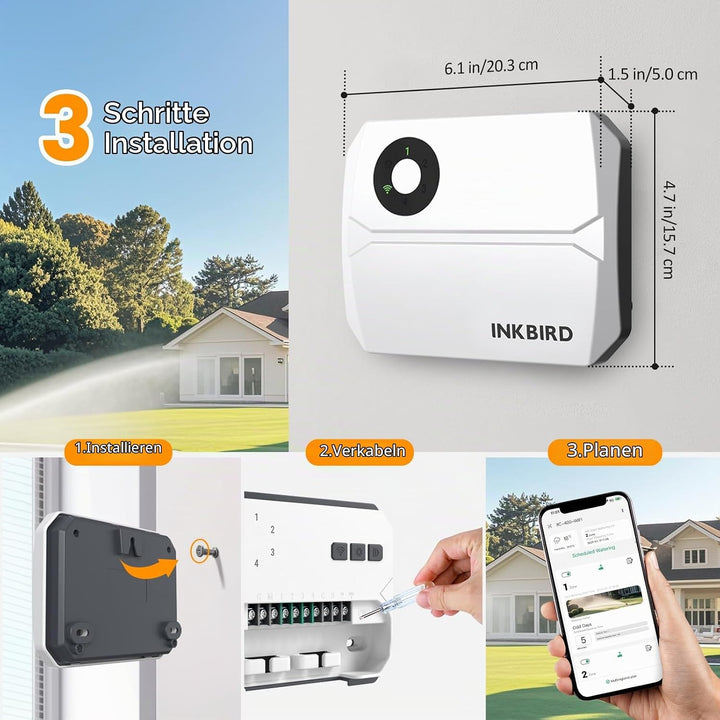 Inkbird IIC-400 Wlan bewässerungscomputer, 4 Zonen, Bewässerungssystem Controller IIC-400-WIFI(4 Zon